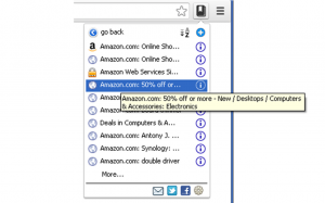 site drill down menu of Amazon.com